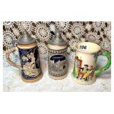 2 GERMAN STEINS AND TANKER MUSIC BOX