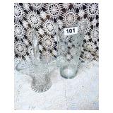 VINTAGE GLASS BASKET & PRINCESS HOUSE ETCHED VASE