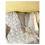 ANTIQUE MANTEL SCARF, HAND CROCHETED TABLE CLOTH