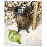 UNIQUE SLIVER PLATE WATE PITCHER & BLOWN GLASS ORB