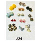 VINTAGE CLIP ON COSTUME EARRING LOT