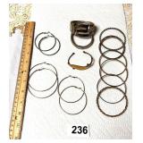 VINTAGE COSTUME JEWELRY - EARRING HOOPS,BRACELETS