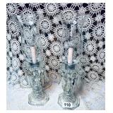 PAIR OF ELECTRIFIED CANDLE HOLDERS,PRISMS,SHADES
