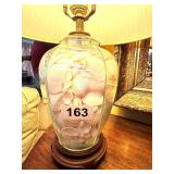 VINTAGE GLASS BOTTOM SHELL FILLED LAMP