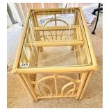 VINTAGE RATTAN GLASS TOP TABLE