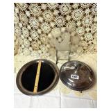SILVER PLATE COVERED DISH,SP TRAY,ETCHED DOVE DISH