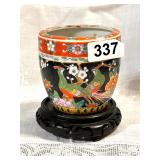 ANTIQUE ASIAN SATSUMA PLANTER- JAPAN WITH STAND
