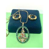 VTG COSTUME CHRISTMAS NECKLACE AND EARRINGS