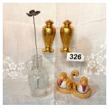 ANTIQUE HAT PIN, LUSTERWARE SALT & PEPPER,ETC