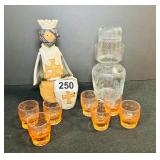 METLOX POPPET STONEWARE,MCM ETCHED SHOT,CARAFE-CUP