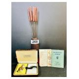 VTG JAPAN FONDUE FORKS, DURATONE PLAYING CARDS,ETC