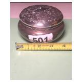 ANTIQUE SILVER PLATE DRESSER JAR WITH LID
