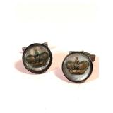 VTG STERLING SILVER CUFFLINKS, MOTHER OF PEARL