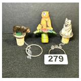 3 VTG ANIMAL THEMED WINE STOPPERS