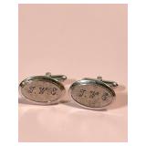 VINTAGE STERLING SILVER CUFFLINKS, T.W.S. ENGRAVED