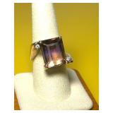 MCM HANDMADE 14K YELLOW GOLD AMETRINE/DIAMOND RING
