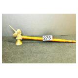 VTG BRASS UNICORN CANDLER SHUFFER - WOODEN HANDLE