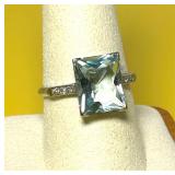 MCM EMERALD CUT LINDY AQUAMARINE-14K RING