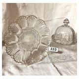 VTG HEISEY GLASS BUTTER DISH-ANCHOR HOOKING EGG PL
