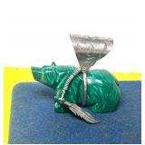 ZUNI STYLE CARVE MALACITE BEAR WITH SILVER BAIL