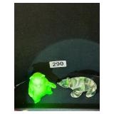 URANIUM GLASS BEAR, MAGANESE BEAR