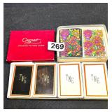 4 SETS VTG PLAYING CARDS ,CASPARI IMPORTED, ETX