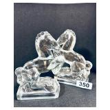 PAIR OF GLASS HORSE BOOKENDS