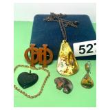 PERSIAN HM SHELL,WOODEN PHI,COAL HEART,AGATE BEAR