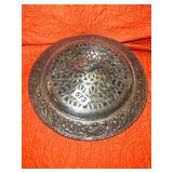ANTIQUE SILVER PLATE ORNATE FLOWER FROG - LARGE