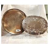 VINTAGE SILVER PLATE WALLACE 7311 TRIVET & SP TRAY