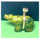 ZUNI FETISH BEAR-SEPEN. PICASSO MARBLE-SILVER WIRE