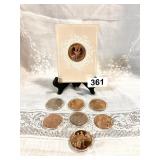 MCM SET OF 8 FRANKLIN MINT CHRISTMAS COINS 4X5.5