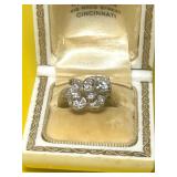 ANTIQUE 14K WHITE GOLD DIAMOND RING-SIZE10.5