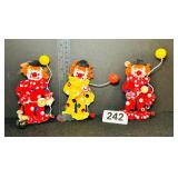 VTG HANDMADE FELT CHRISTMAS ORNAMENTS -CLOWNS