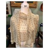 ANTIQUE SHAWL MADE WITH REAL GOLD PIECES 22X68