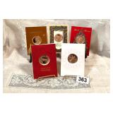 MCM SET OF 5 FRANKLIN MINT CHRISTMAS COINS 4X5.5