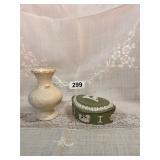 LENOX ELFIN BUD VASE, WEDGWOOD GREEN BOX