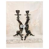 ART DECO RARE ACROBAT CANDLE HOLDERS-ONE REPAIRED