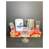 MAHAG MUNICH STEIN,SHOT GLASSES, PEWTER TANKER,ETC
