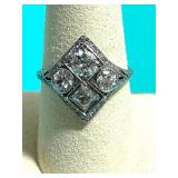 ART DECO PLATINUM 4 DIAM RING SIZE 9.5 (5 GR)3.75C