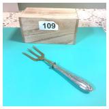 STERLING SILVER 3 PRONG BRASS SERVING FORK