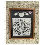 VINTAGE CUT PAPER DESIGN - FOLK ART FRAMED 18X22