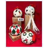 UNIQUE HARLEQUIN CHRISTMENT & 2 GLASS ORNAMENTS