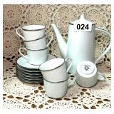 NORITAKE PILGRIM EXPRESSO COFFEE POT,CUPS&SAUCERS