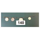 ANT CHARM BRACELET WITH COINS 1 COIN IS STERLING