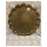 VINTAGE LARGE BRASS SCALLOPED EDGE TRAY