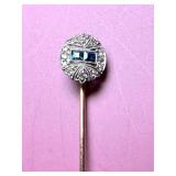 14K GOLD-DIAMONDS & SAPPHIRES STICK PIN 3 GRAMS