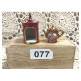 MINIATURE LIMOGES FRANCE TEAPOT, TINY STAND