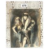 1936 ORIGINAL WATERCOLOR BY MARCEL PRUNIERE