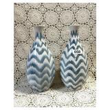 PAIR OF TALL BLUE & WHITE VASES